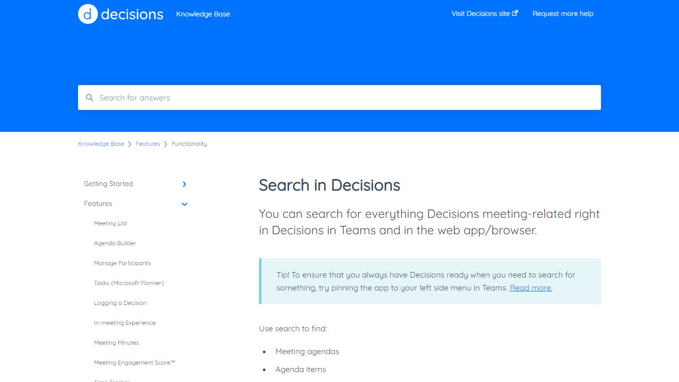 Search in Decisions